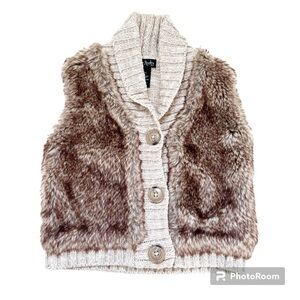Cynthia Rowley faux Fur Vest, knit back Button Closure size 3t bundle and save